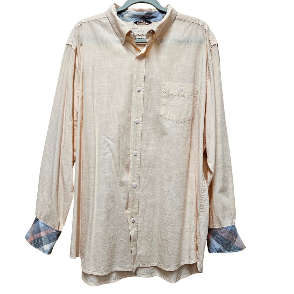 Original Weatherproof Vintage Peach Long Sleeve Button Down Shirt Size XXL‎